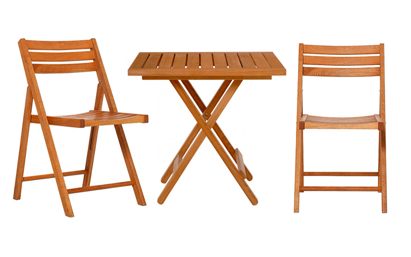 Zenosolid Oak Folding Table & 2 Chair Set Habitat