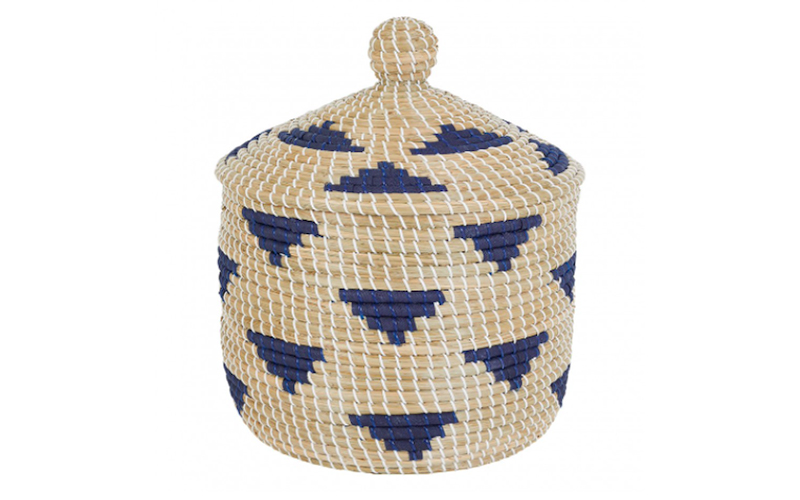 Hogan Blue Seagrass Basket with Lid, Habitat