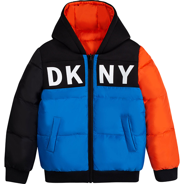 DKNY Reversible hooded puffer jacket from Kids around